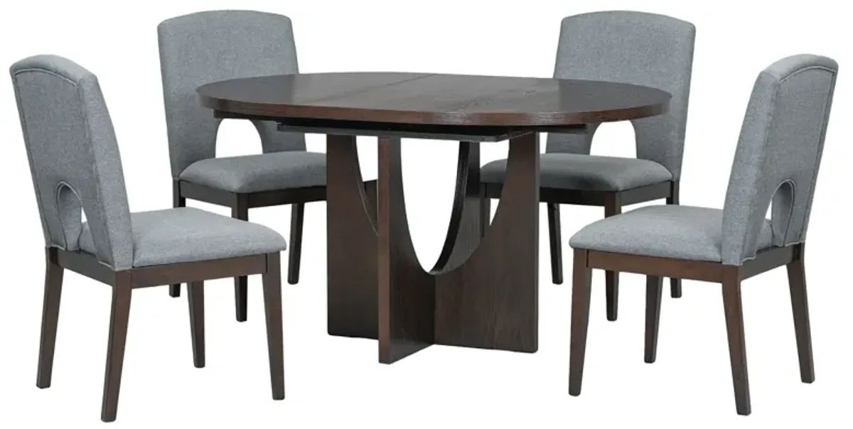 Merax 5-Piece Extendable Round Dining Table Set