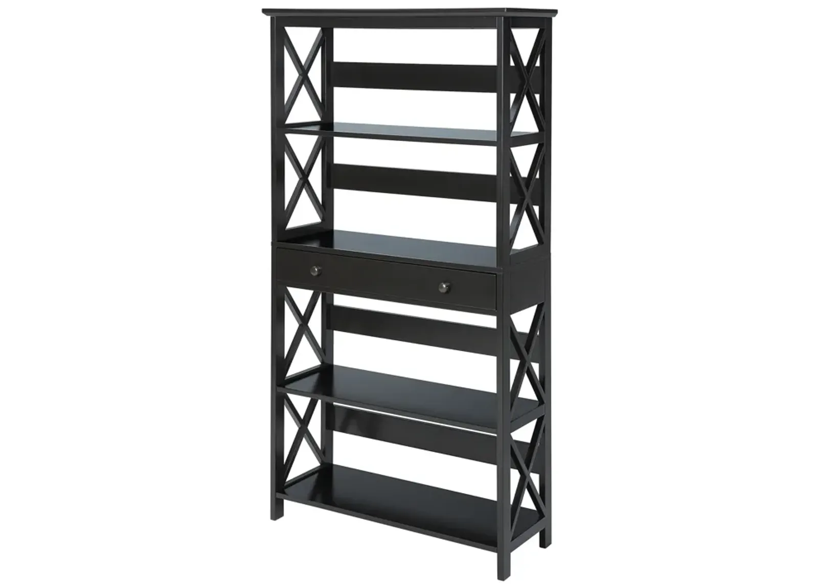 Convenience Concepts Oxford 5 Tier Bookcase with Drawer, Black