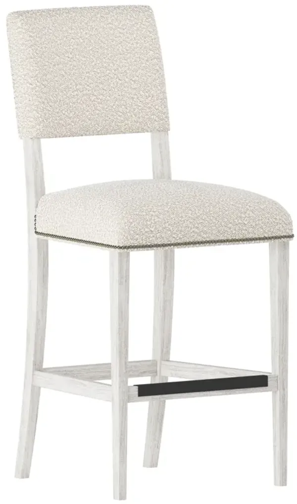 Moore Fabric Bar Stool with White Legs