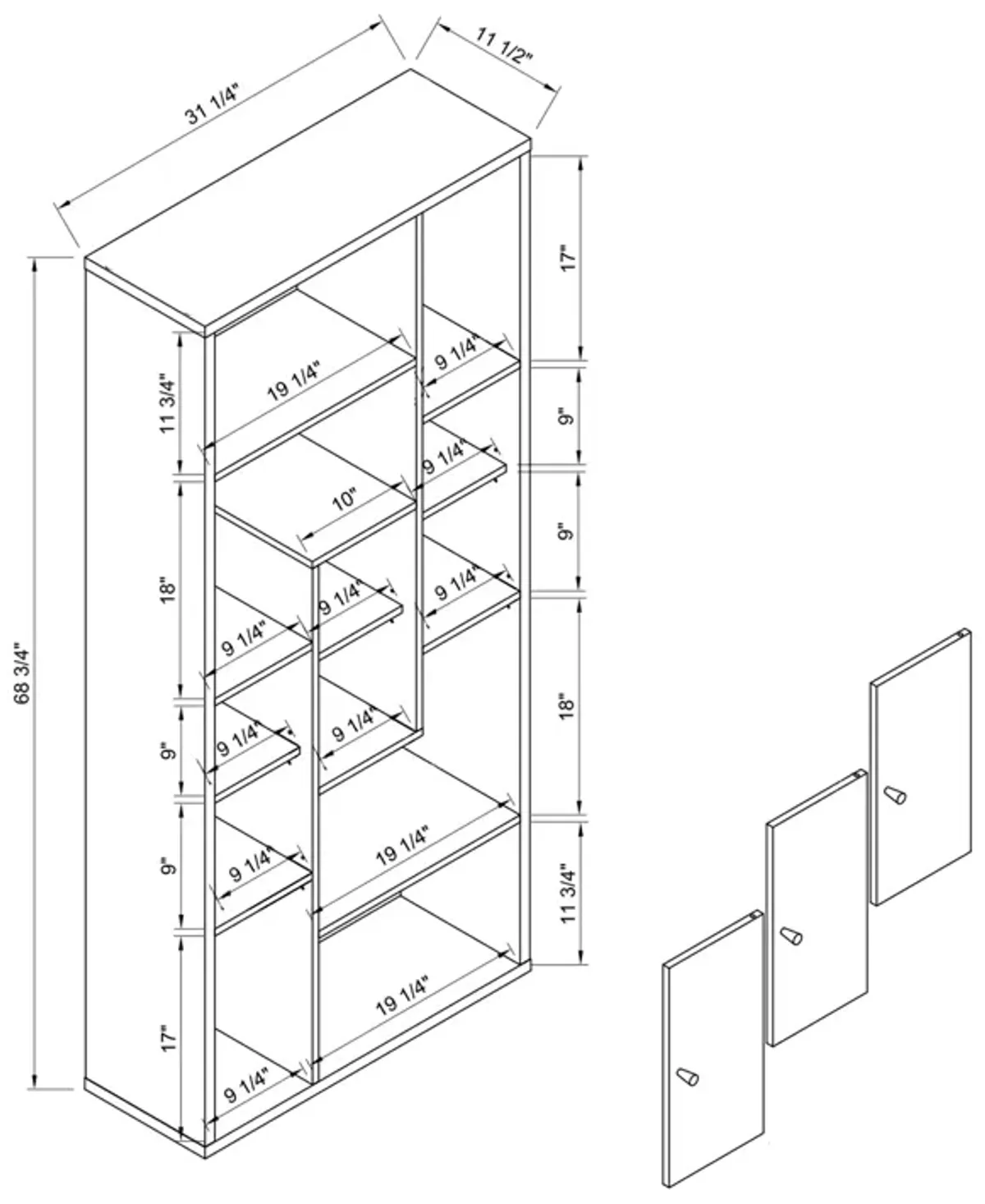 Display Cabinet Black Distressed Grey