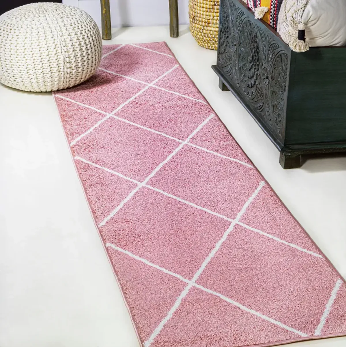 Cole Minimalist Diamond Trellis Area Rug