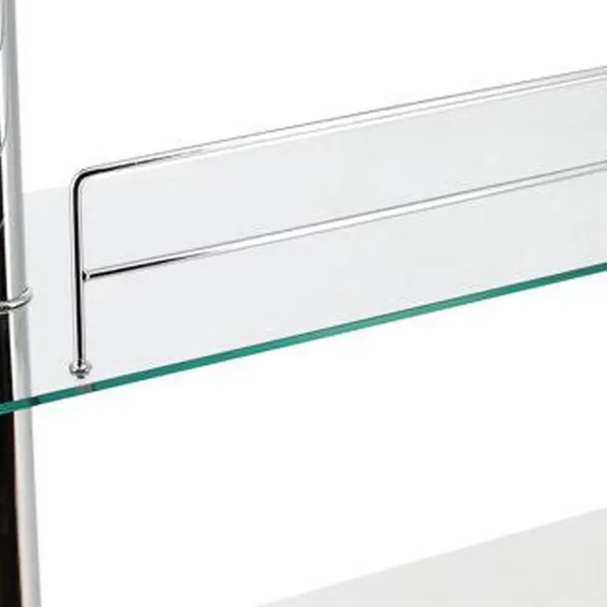 Zaina 42 Inch Modern Bar Table, 3 Shelves, Tempered Glass, White, Chrome - Benzara