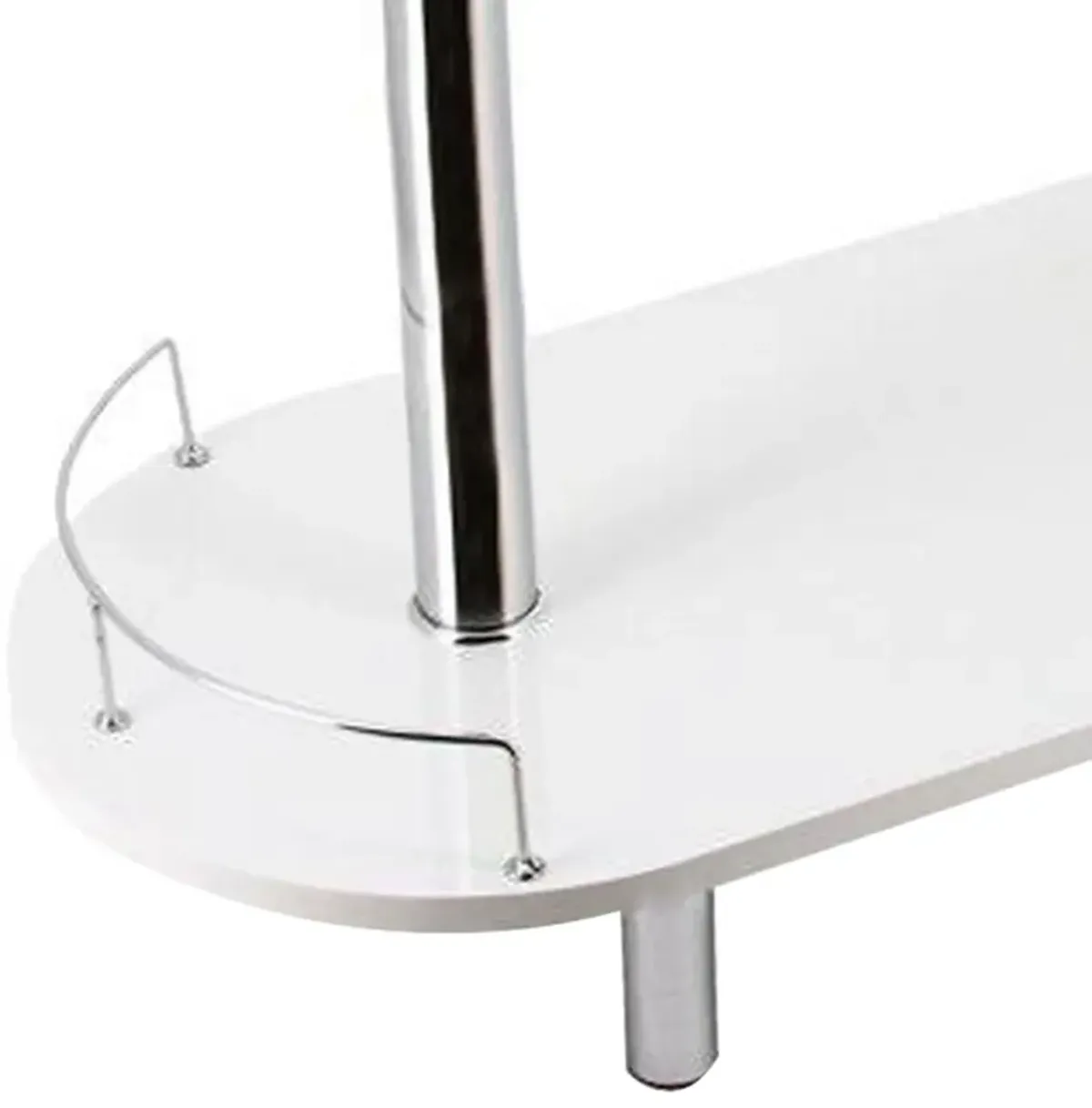 Zaina 42 Inch Modern Bar Table, 3 Shelves, Tempered Glass, White, Chrome - Benzara