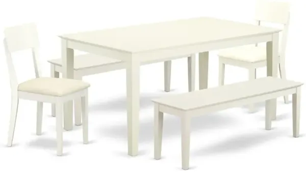 East West Furniture Dining Room Set Linen White, CAAD5C-LWH-LC