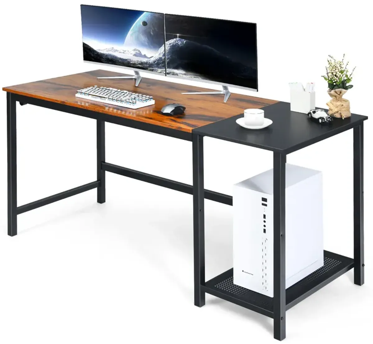 Costway 59''  Home Office Computer Desk Study Laptop Table Detachable Shelf