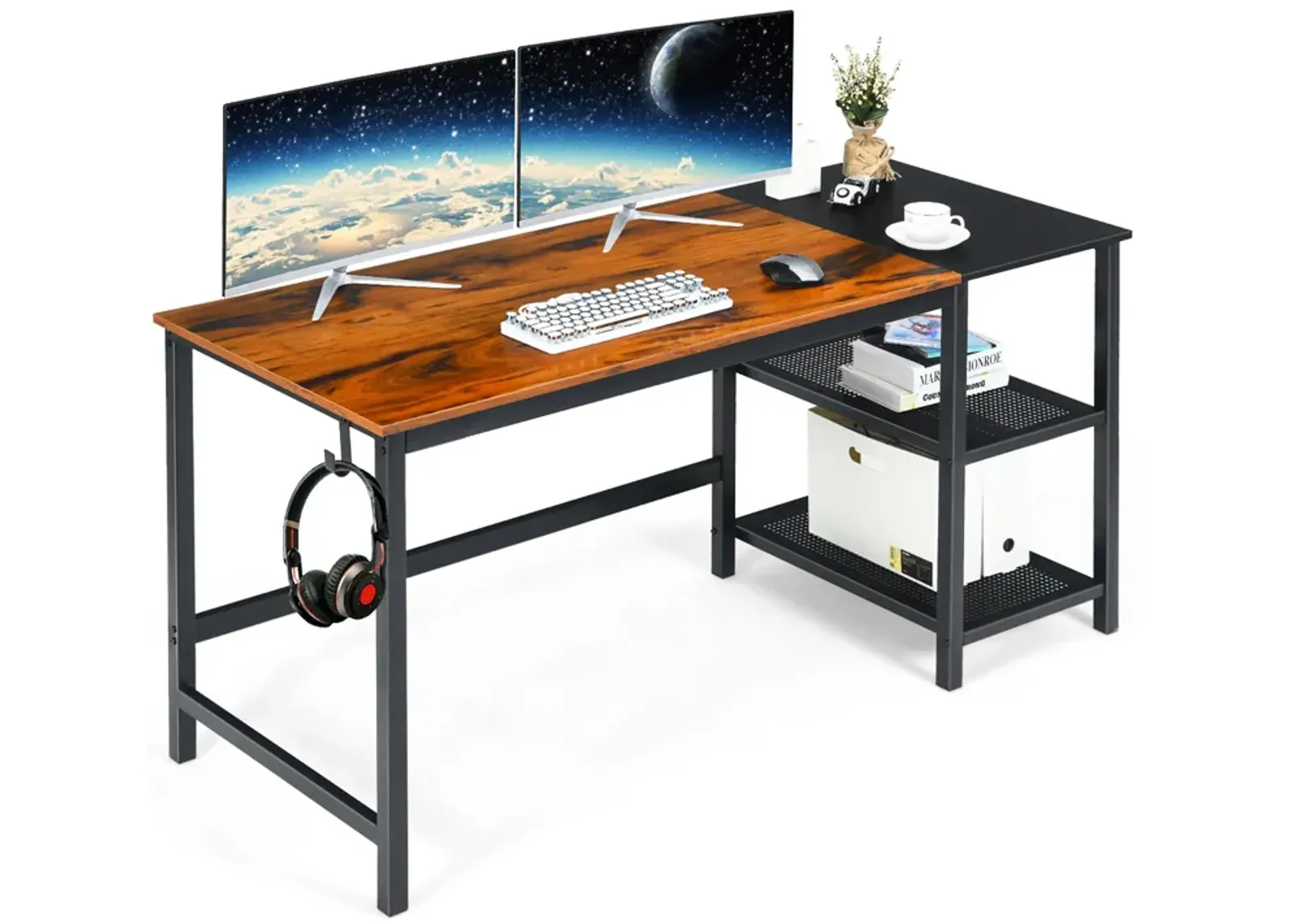 Costway 59''  Home Office Computer Desk Study Laptop Table Detachable Shelf