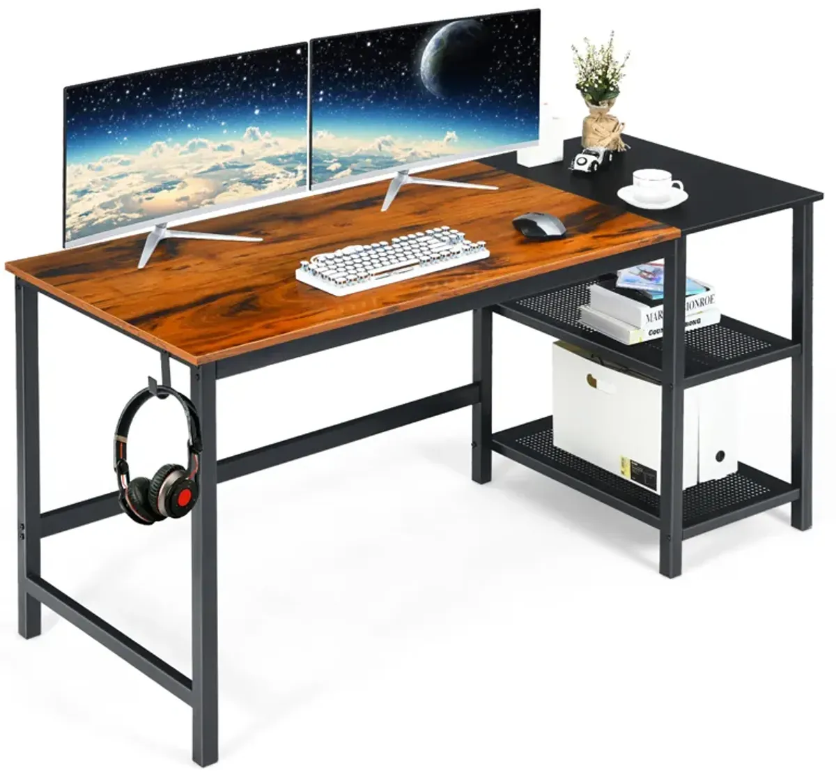 Costway 59''  Home Office Computer Desk Study Laptop Table Detachable Shelf