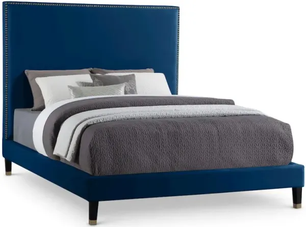 Meridian Furniture Harlie Navy Velvet King Bed