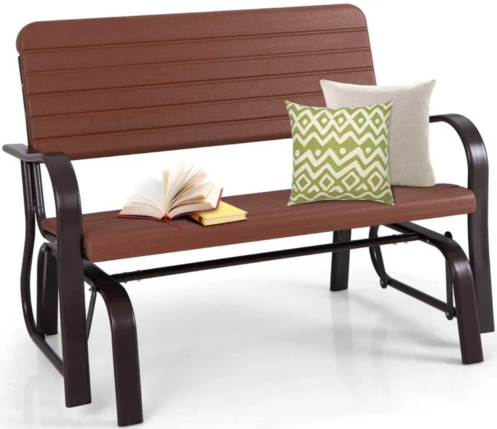 Outdoor Patio Steel Swing Bench Loveseat