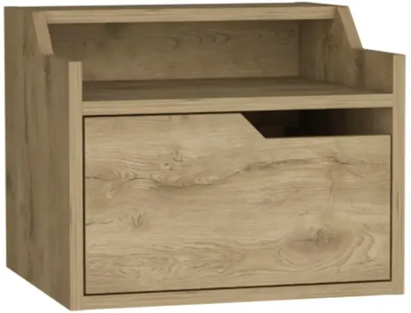 Floating Nightstand, Modern Dual-Tier Design with Spacious Single Drawer Storage