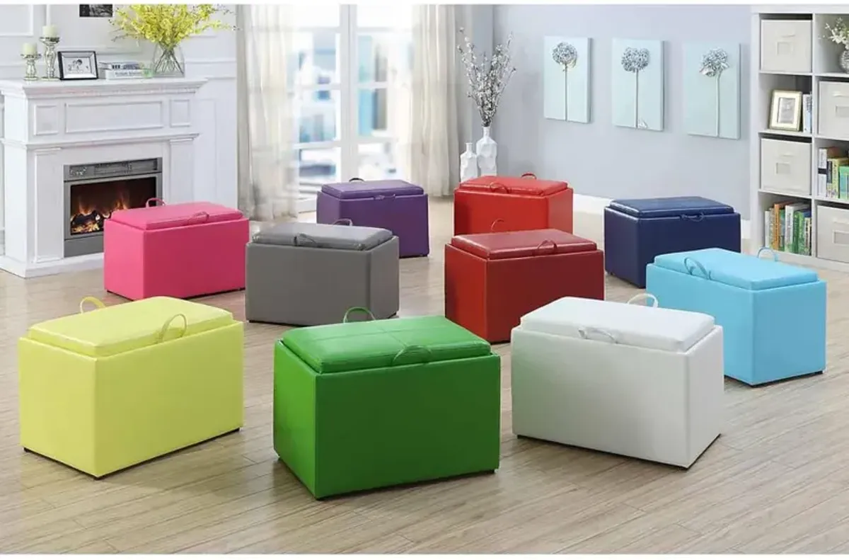 Convience Concept, Inc. Designs4Comfort Accent Storage Ottoman with Reversible Tray Blue Faux Leather