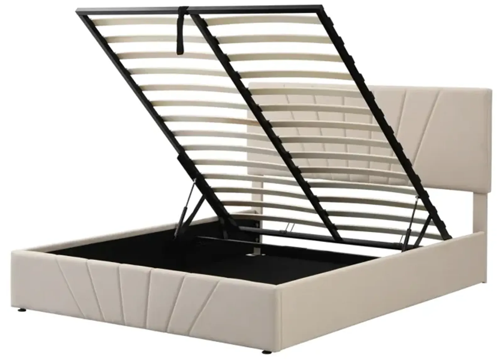 Queen Size Upholstered Platform Bed With A Hydraulic Storage System