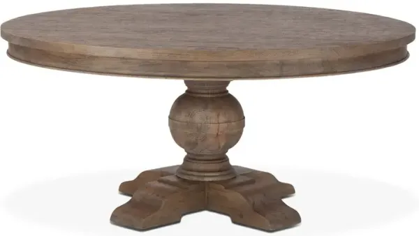 World Interiors Chatham Downs 72-Inch Round Dining Table in Weathered Teak Finish