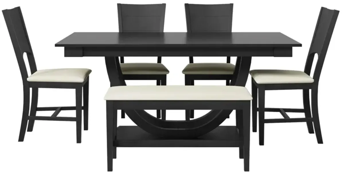 Merax 6-Piece Wood Half Round Dining Table Set