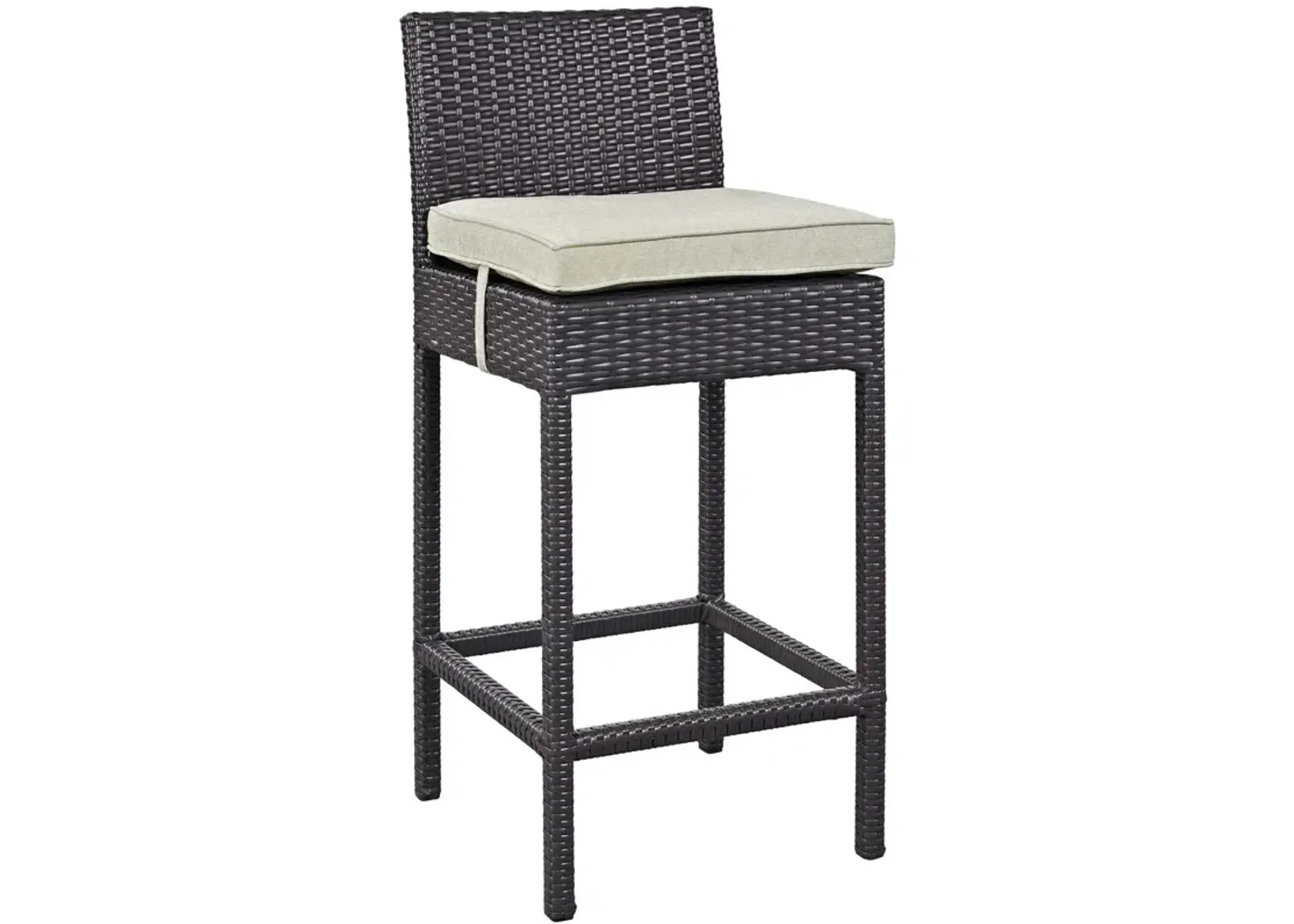 Modway Convene Wicker Rattan Outdoor Patio Bar Stool with Cushion in Espresso Beige