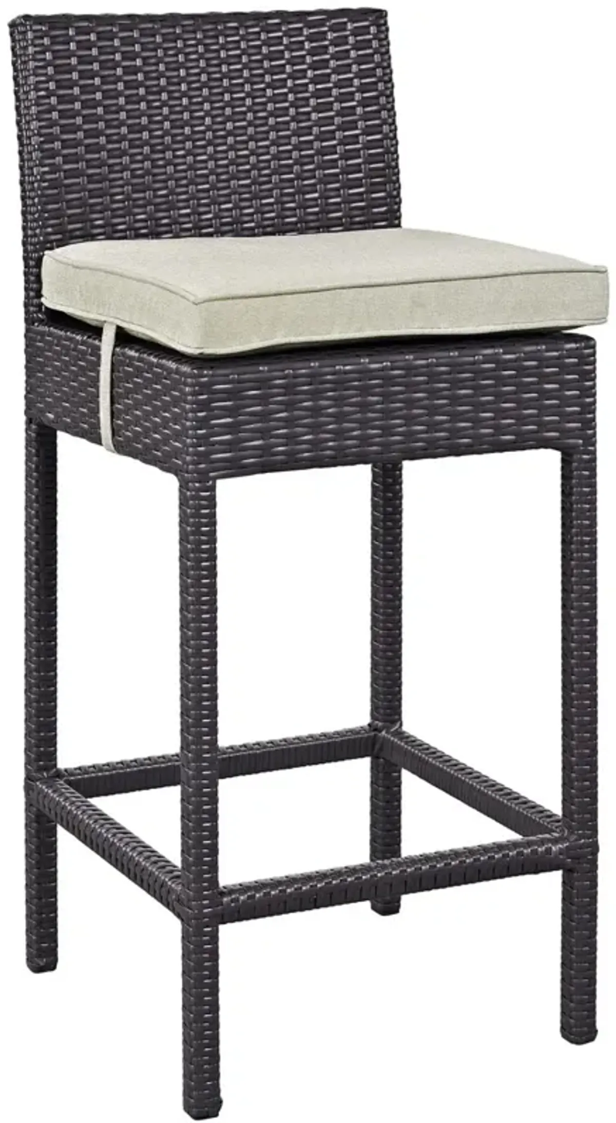 Modway Convene Wicker Rattan Outdoor Patio Bar Stool with Cushion in Espresso Beige