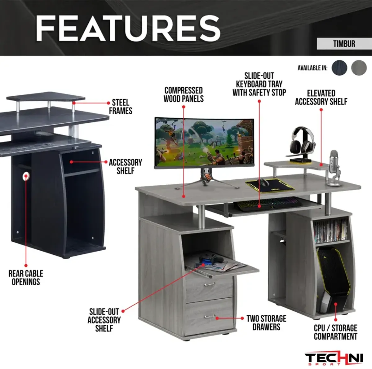 Complete Computer Workstation Desk With Storage, Espresso