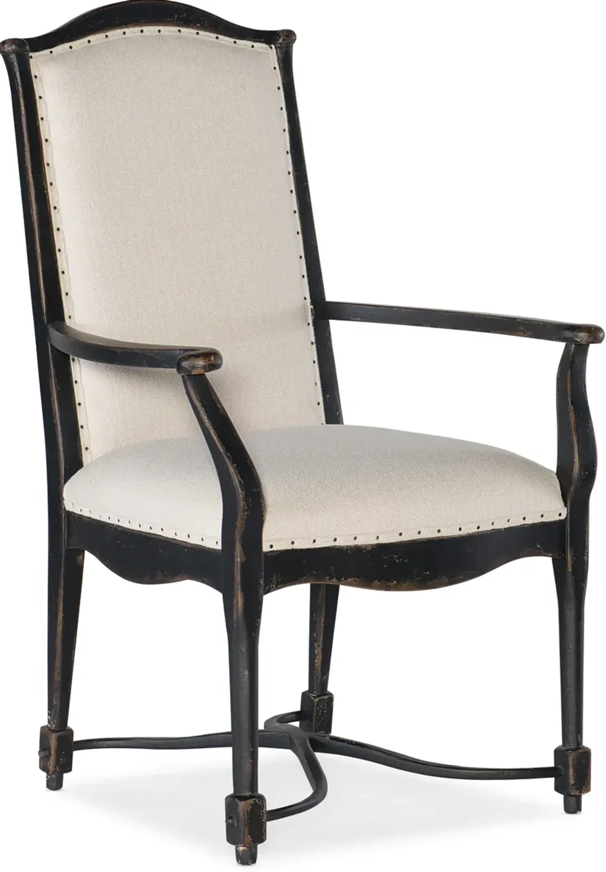 Ciao Bella Upholstered Back Arm Chair- Black In Beige