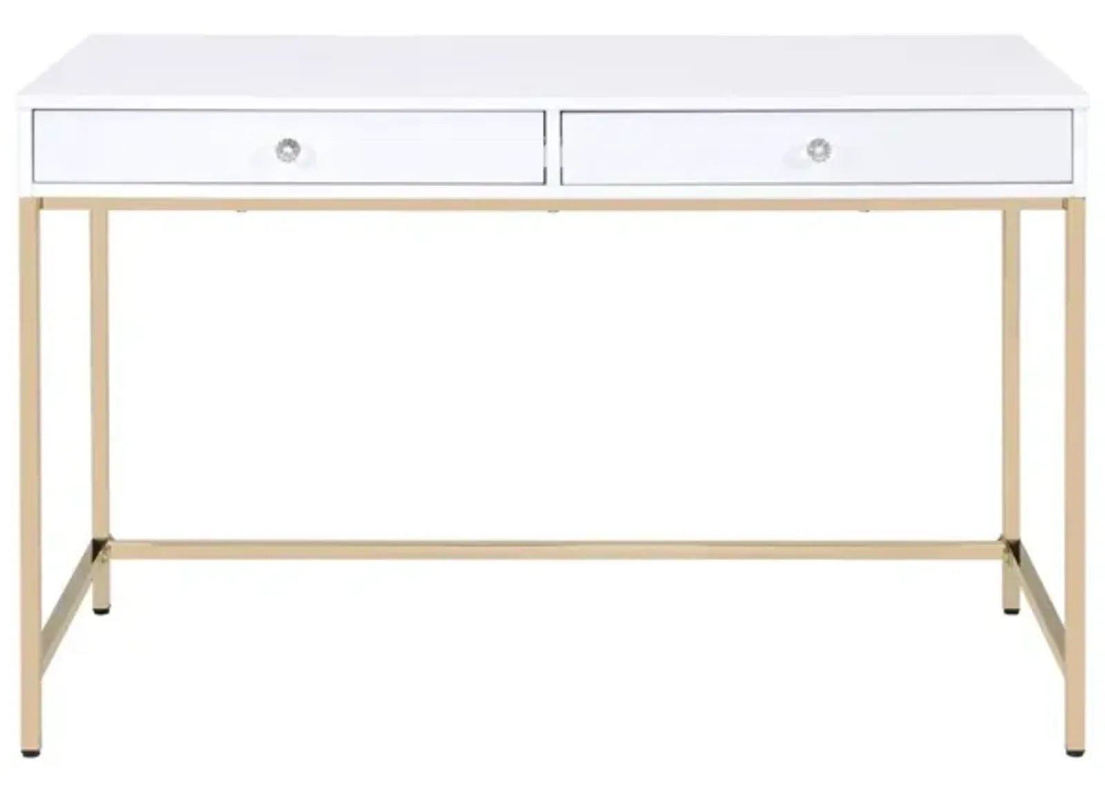 Ottey Desk in White High Gloss & Gold 92540