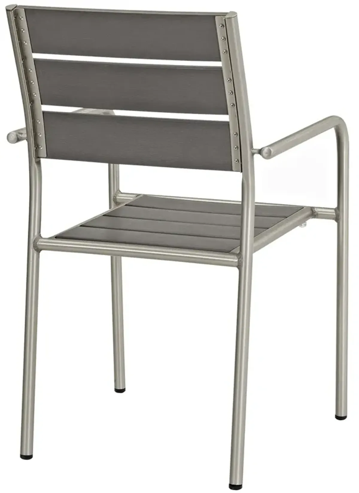 Modway Shore Aluminum Outdoor Patio Armchair in Silver Gray