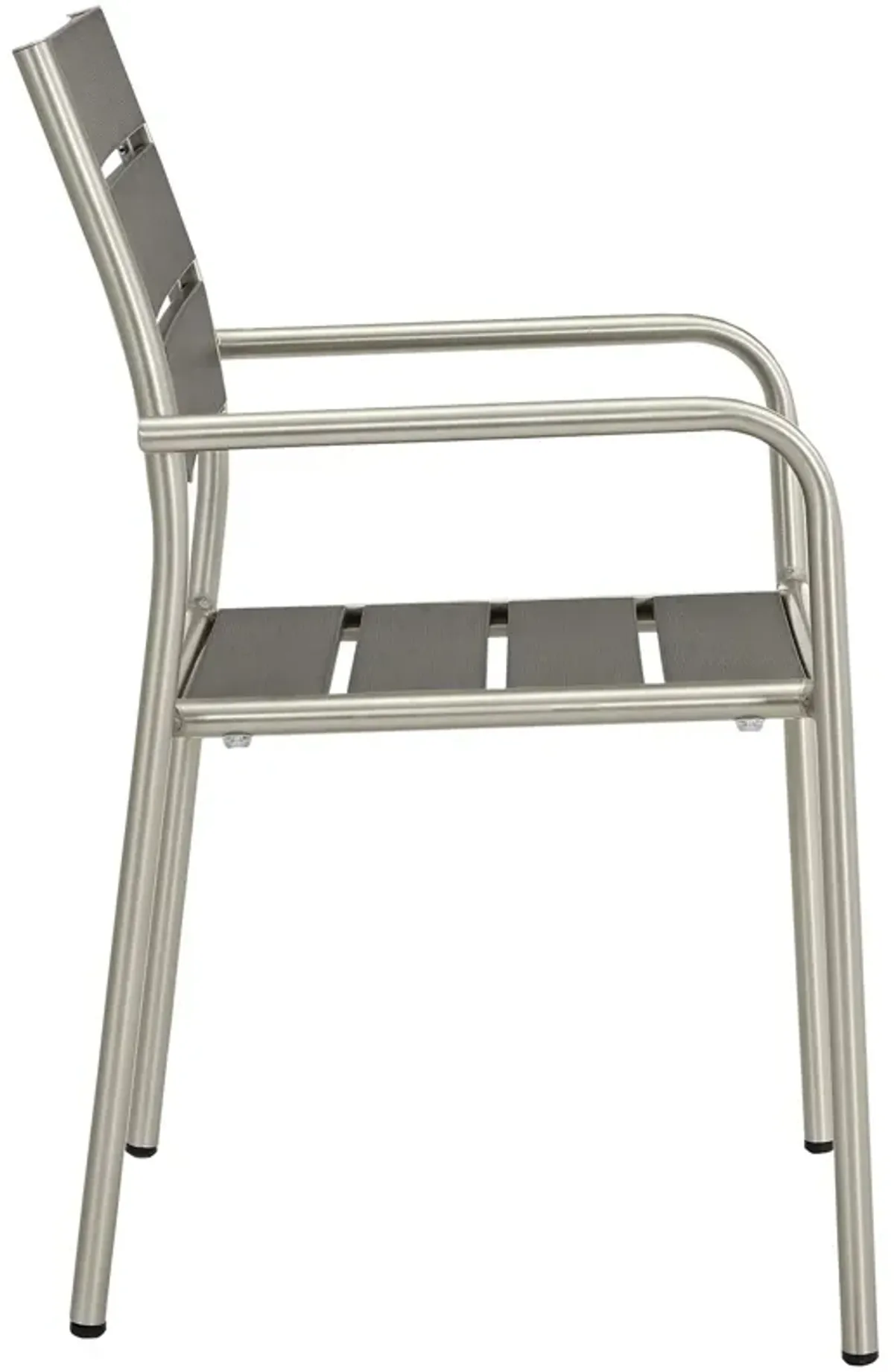 Modway Shore Aluminum Outdoor Patio Armchair in Silver Gray