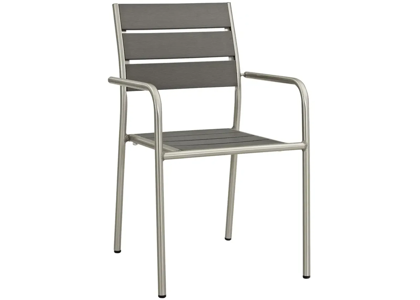 Modway Shore Aluminum Outdoor Patio Armchair in Silver Gray