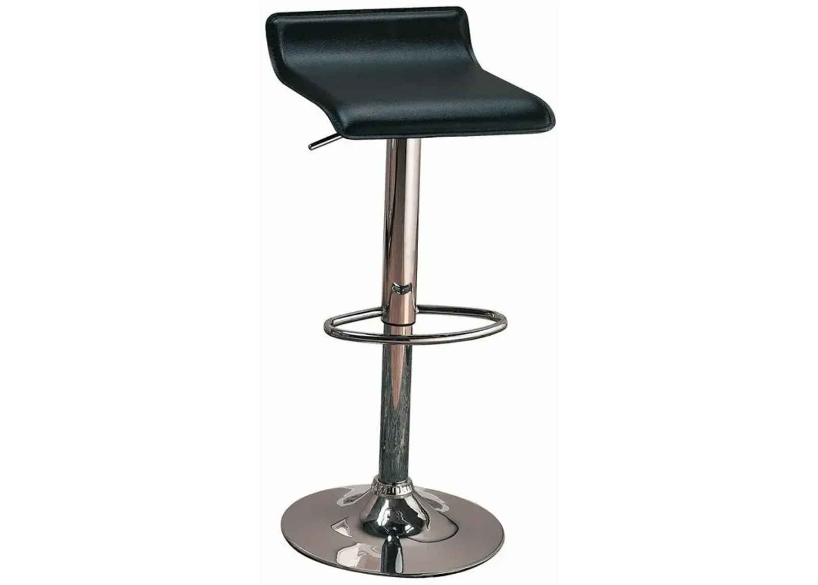 29" Upholstered Backless Adjustable Bar Stools Black and Chrome (Set of 2)