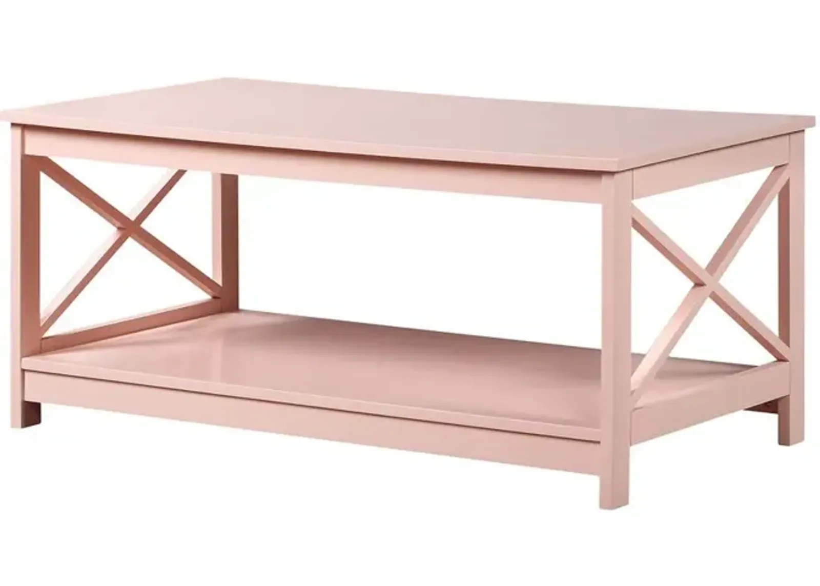 Convenience Concepts Oxford Coffee Table with Shelf Blush Pink