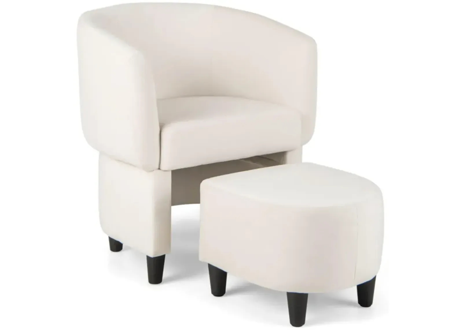 Hivvago Upholstered Velvet Barrel Chair with Ottoman