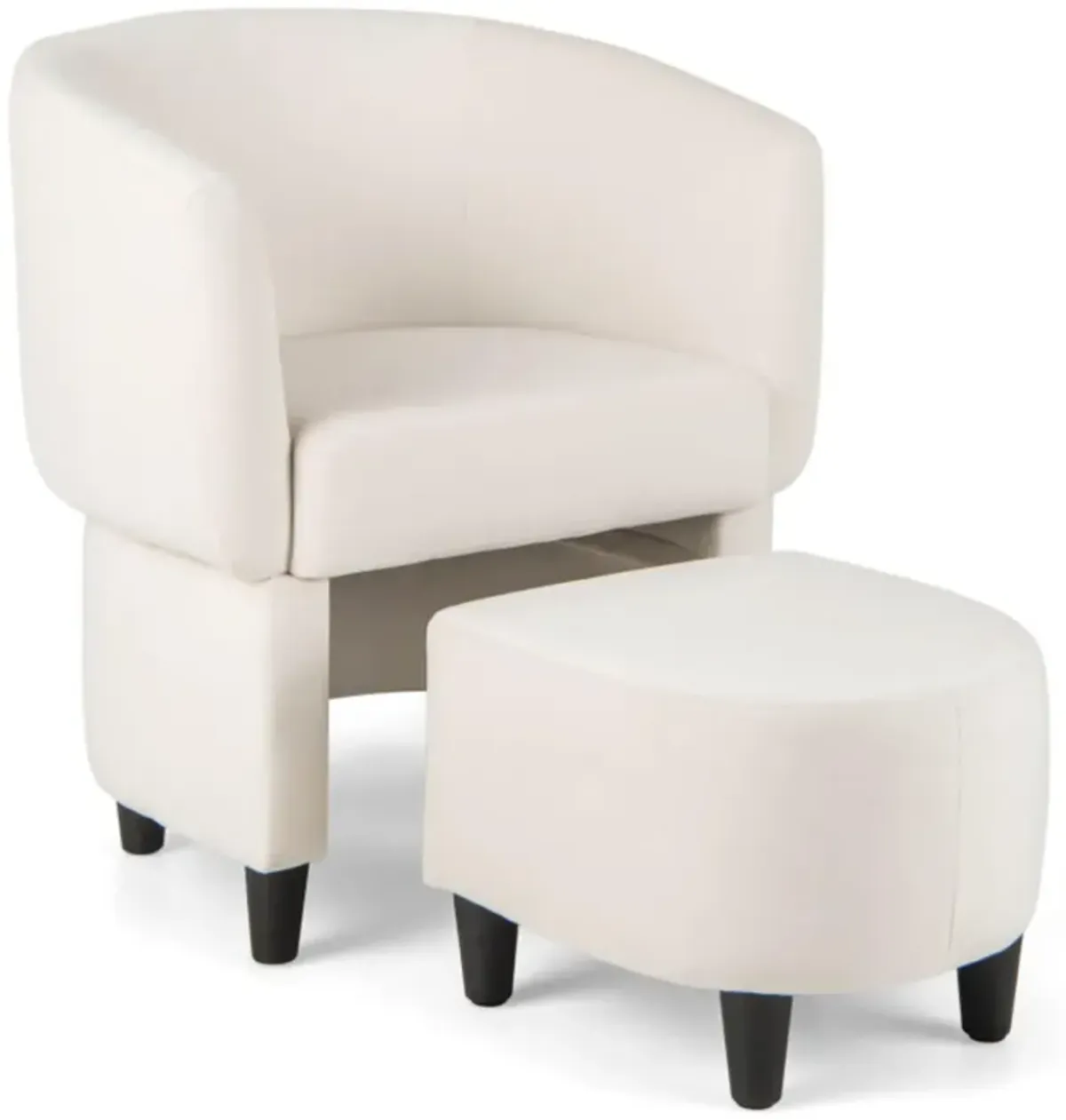 Hivvago Upholstered Velvet Barrel Chair with Ottoman