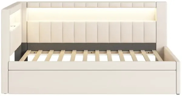 Merax Upholstered Platform Bed with USB Ports and LED