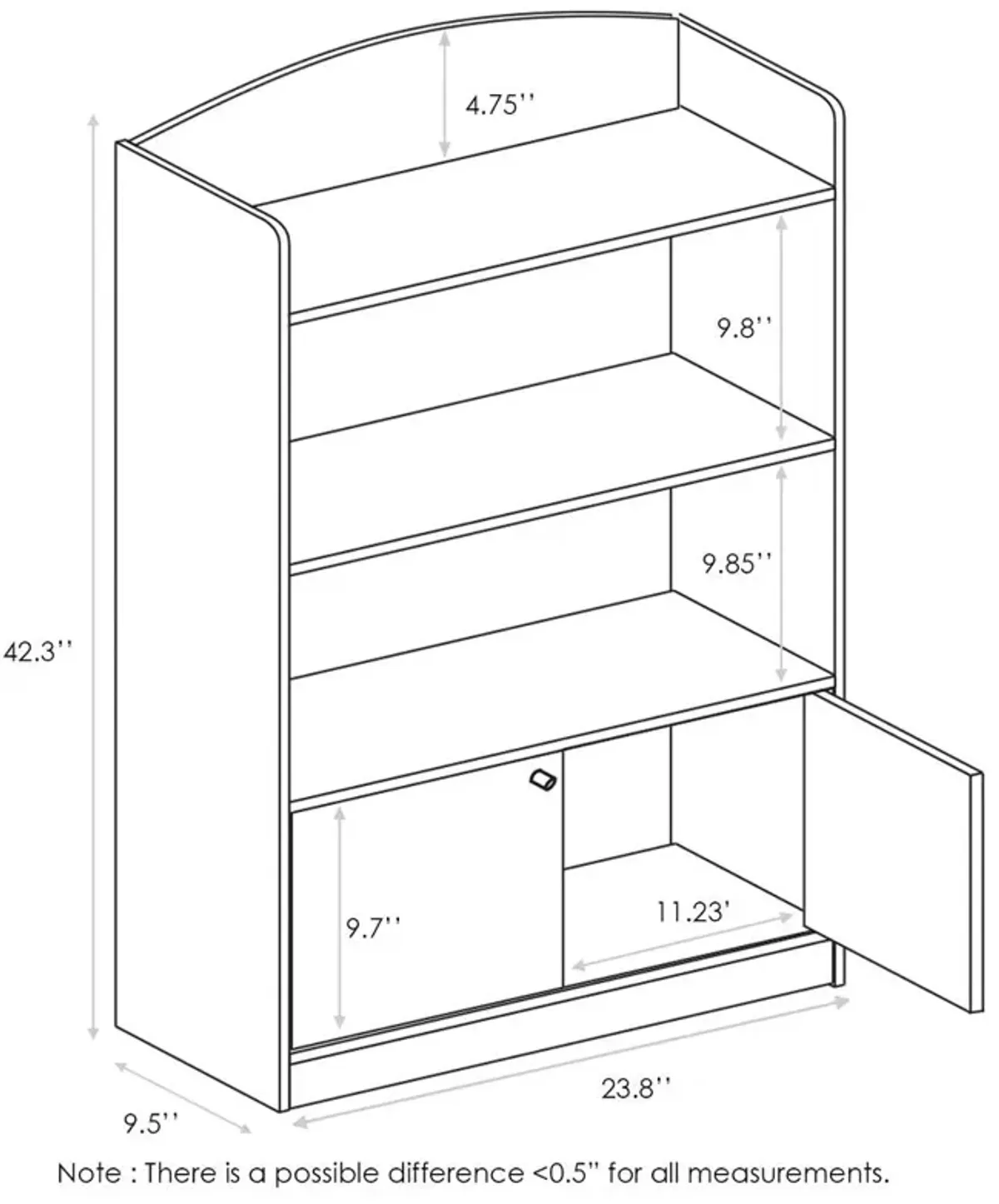 KidKanac Bookshelf with Storage Cabinet, Pink