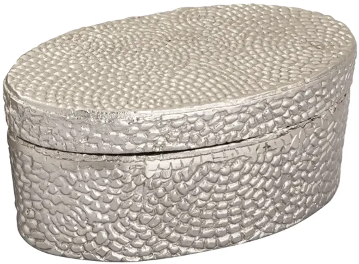 Oval Pebble Box Silver Large