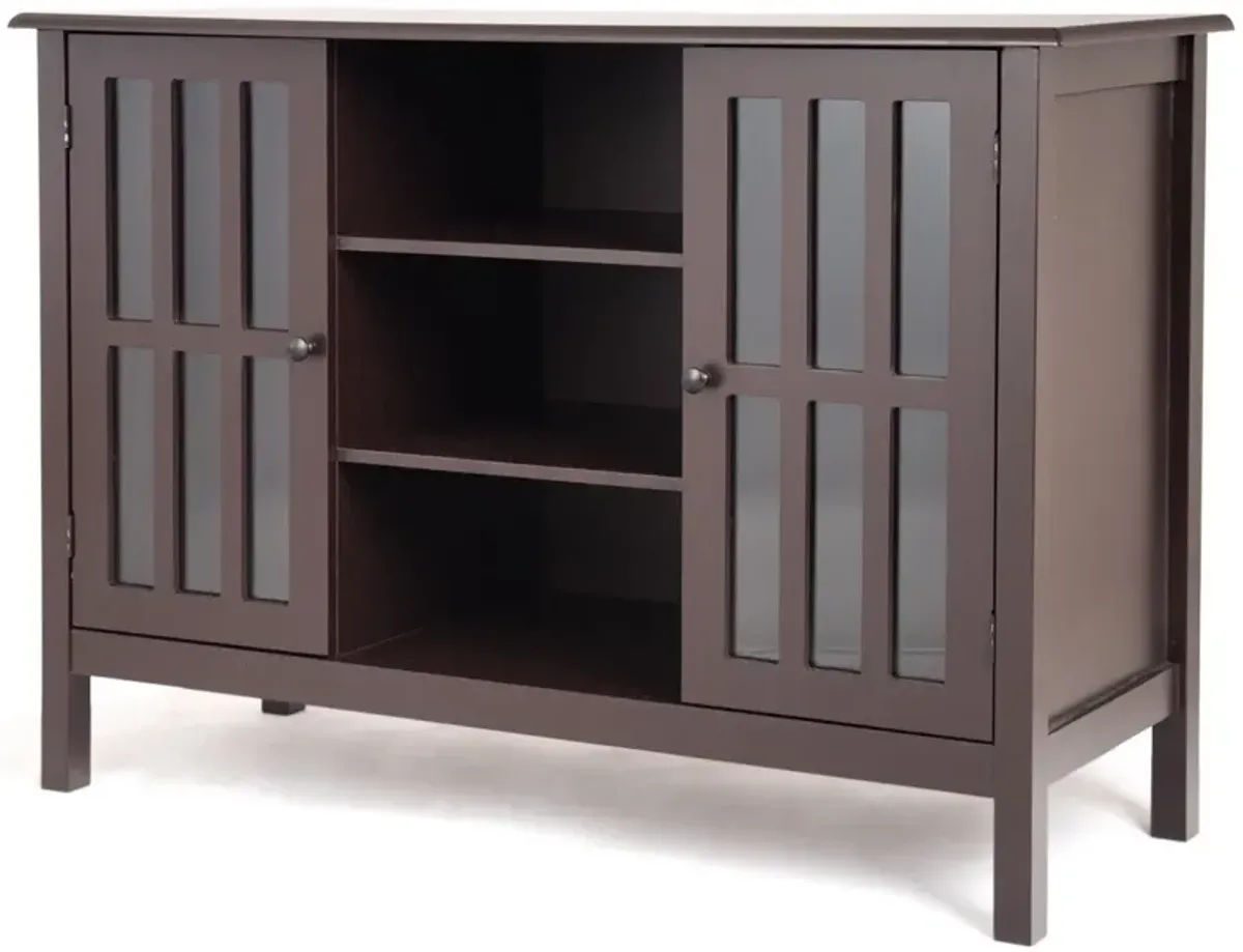 Hivvago Brown Wood 43-inch TV Stand Storage Cabinet Console Table