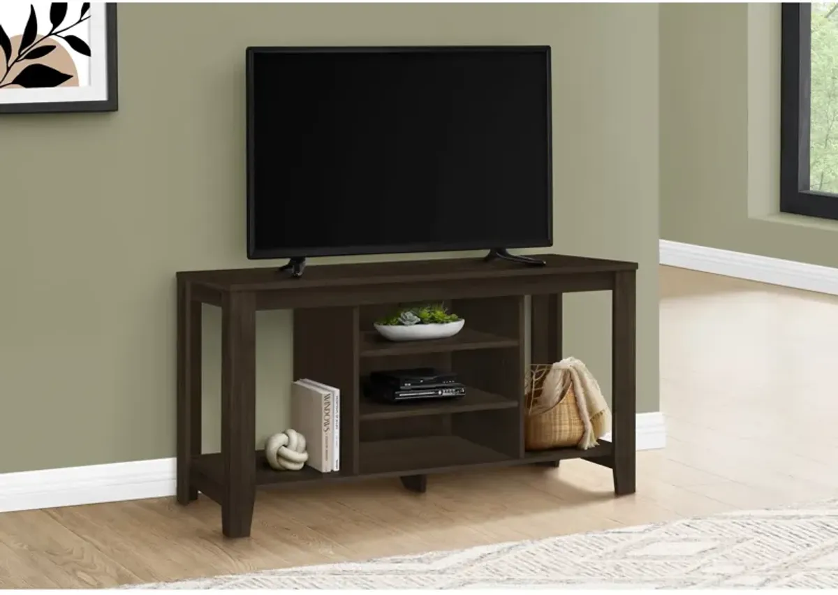 Monarch Specialties I 3529 Tv Stand, 48 Inch, Console, Media Entertainment Center, Storage Shelves, Living Room, Bedroom, Laminate, Brown, Contemporary, Modern