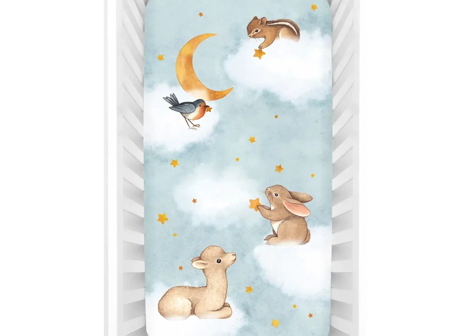 Goodnight Wonderland 100% Cotton Fitted Crib Sheet