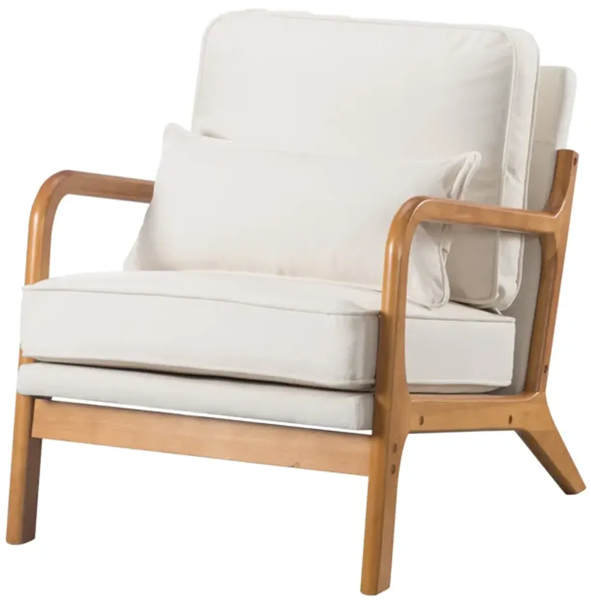 Linen Blend Arm Chair with Solid Wood Leg