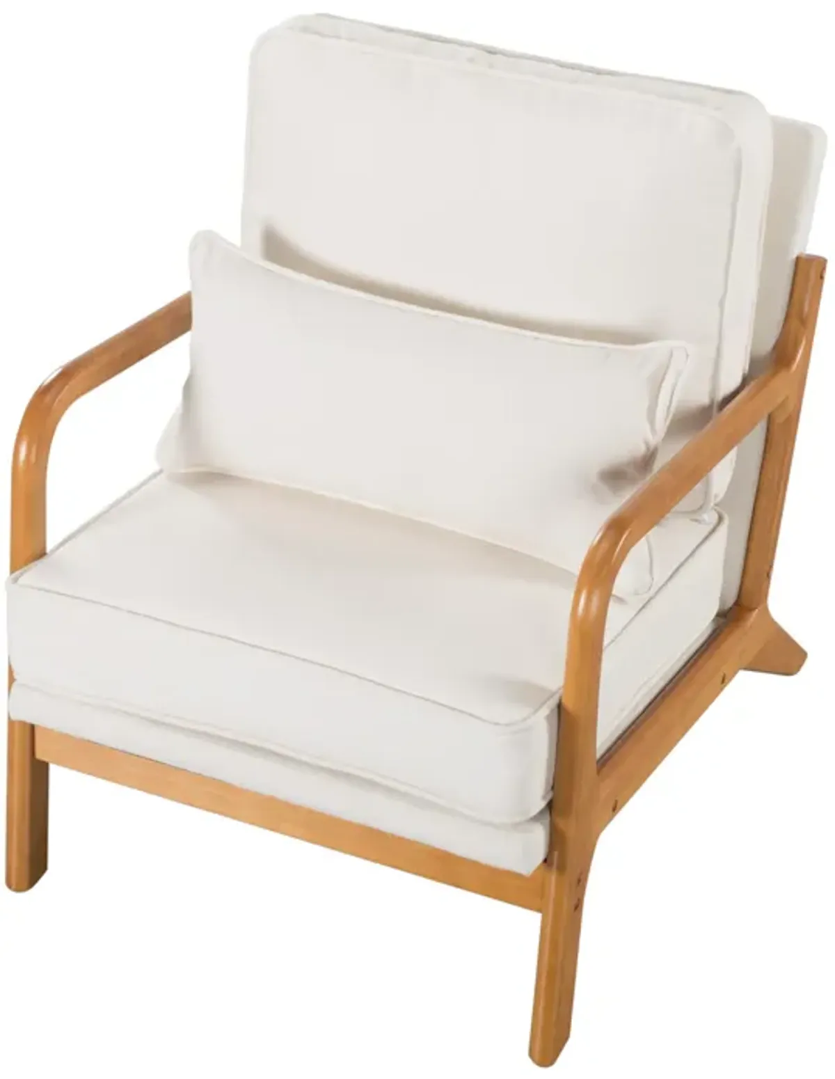 Linen Blend Arm Chair with Solid Wood Leg