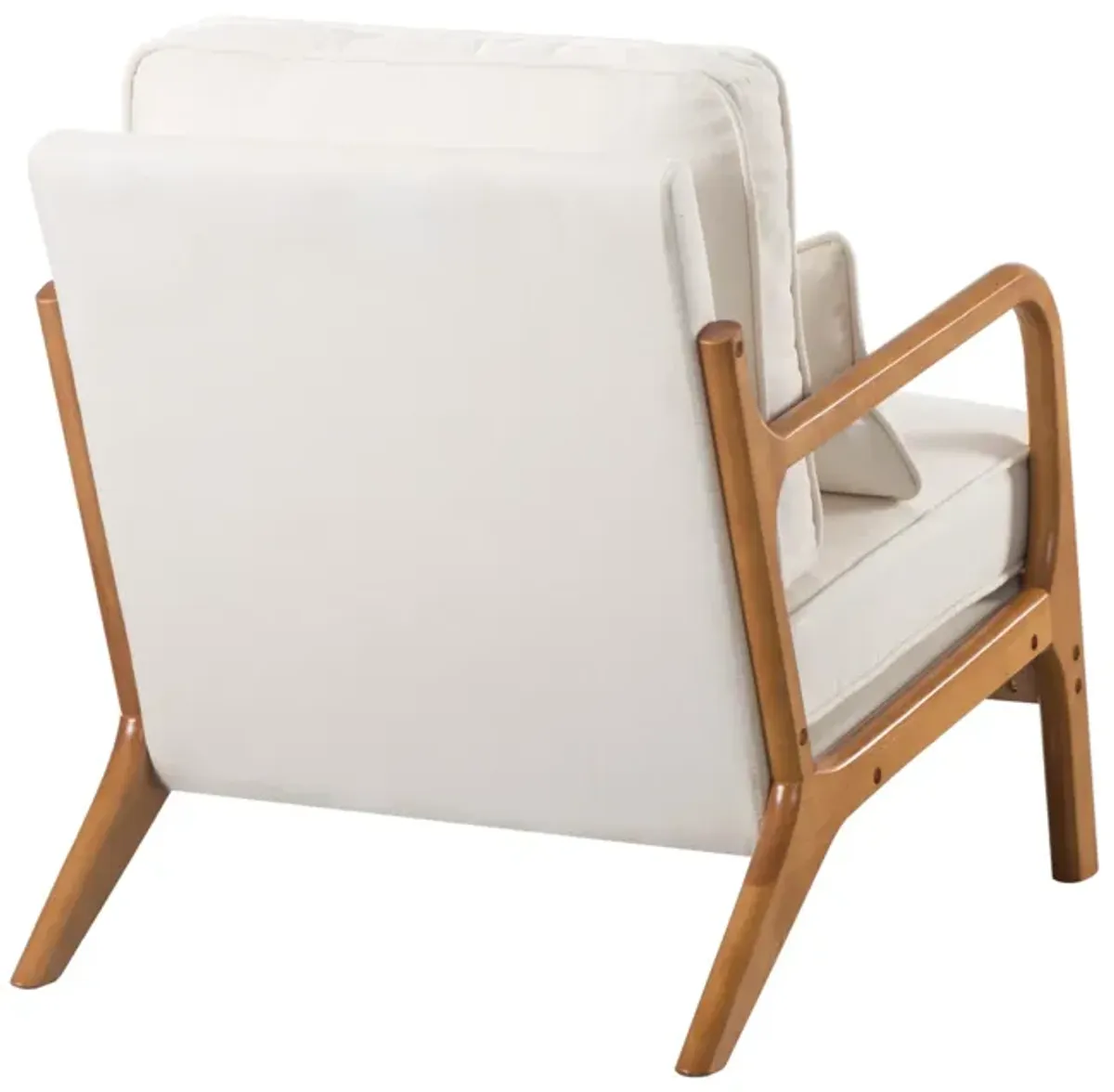 Linen Blend Arm Chair with Solid Wood Leg