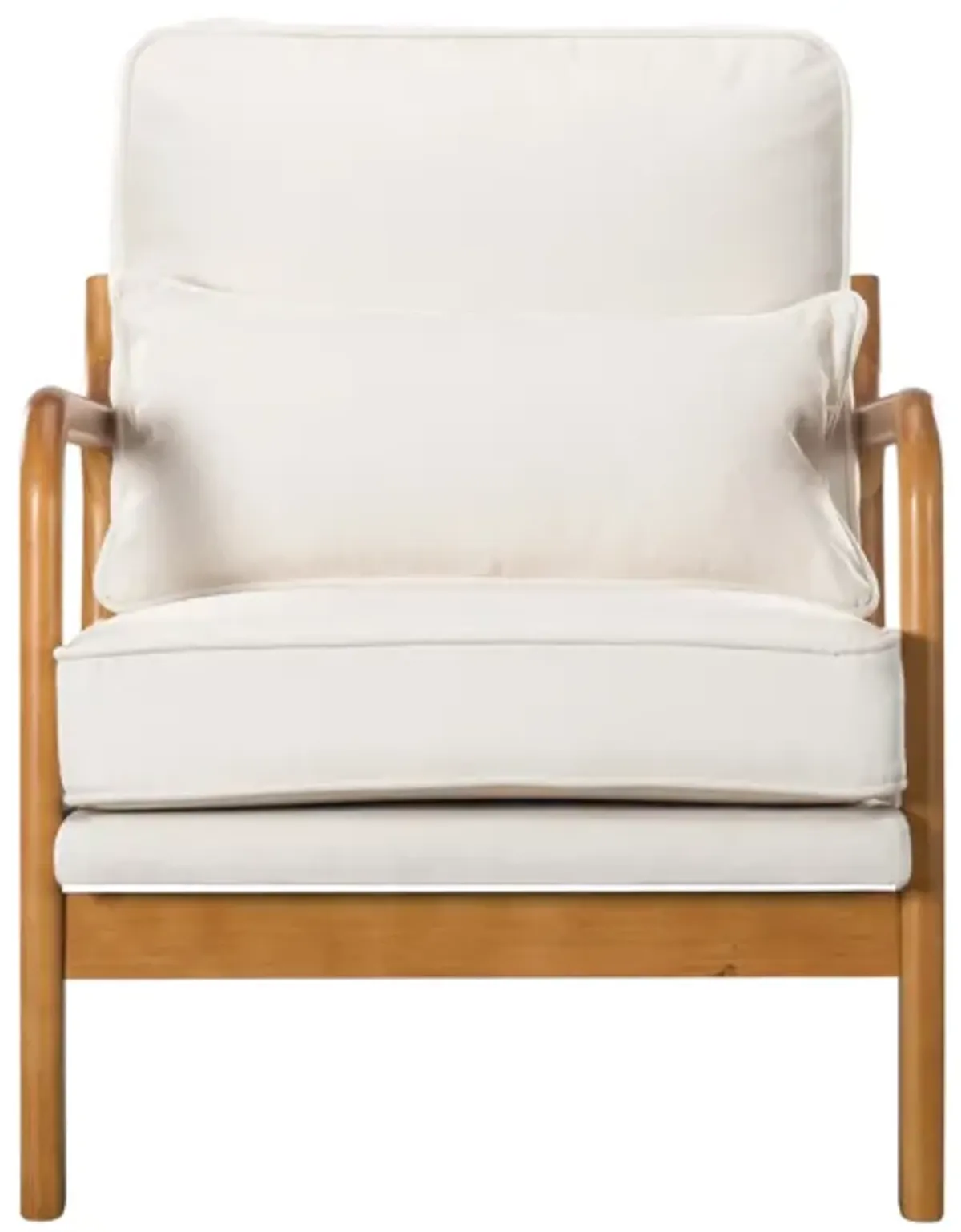 Linen Blend Arm Chair with Solid Wood Leg