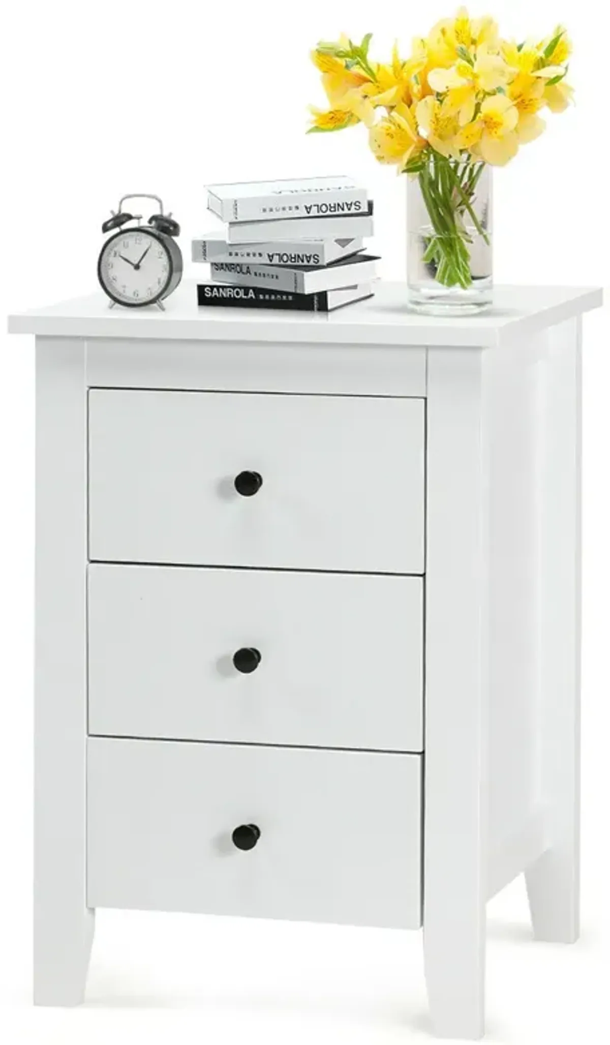 Nightstand End Beside Table Drawers Modern Storage Bedroom Furniture