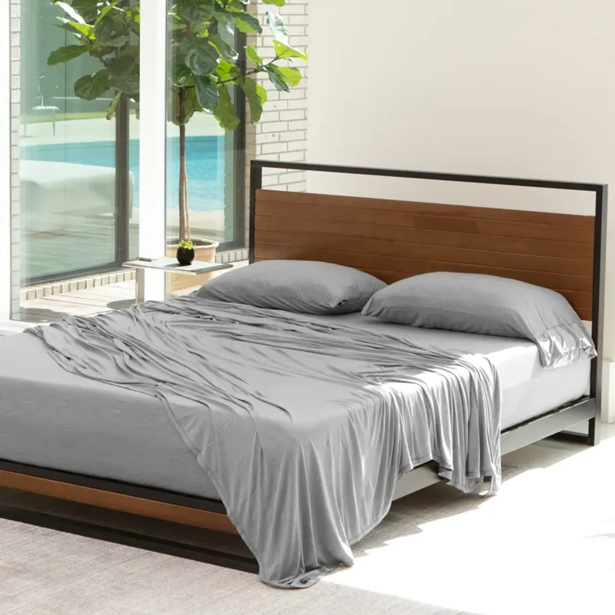 Hyper-Wool Split King/California King Sheet Set - Light Grey