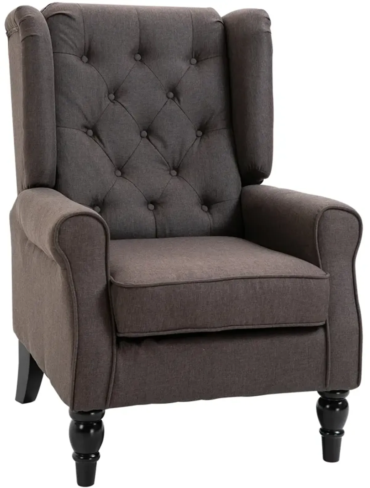 HOMCOM Button-Tufted Accent Chair with High Wingback, Rounded Cushioned Armrests and Thick Padded Seat, Blue