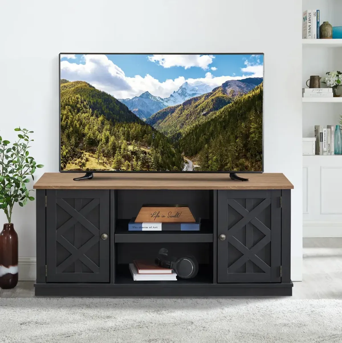 FESTIVO 54" Faux Raw Wood TV Stand for 60" TVs