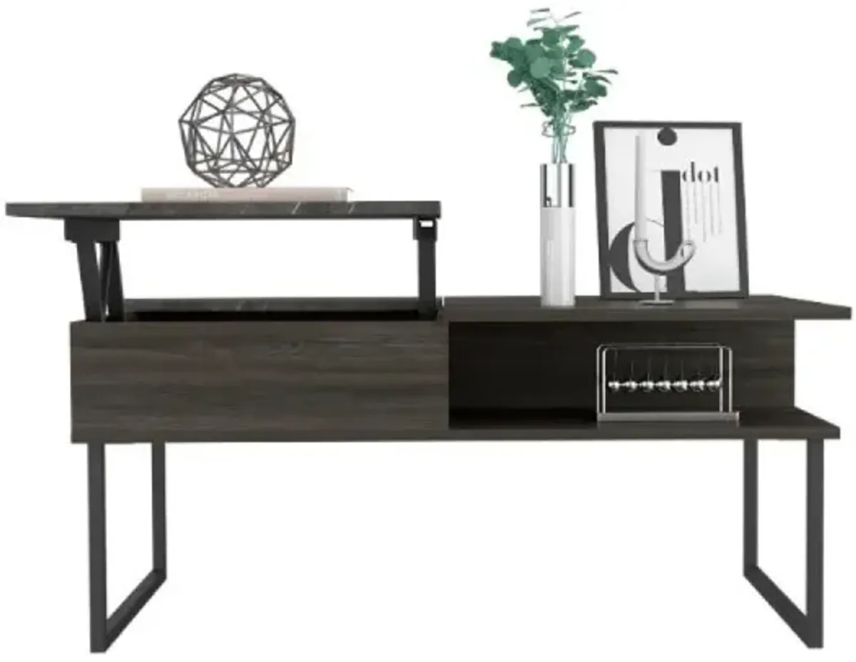 Lift Top Coffee Table Juvve, One Shelf, Carbon Espresso Onyx Finish