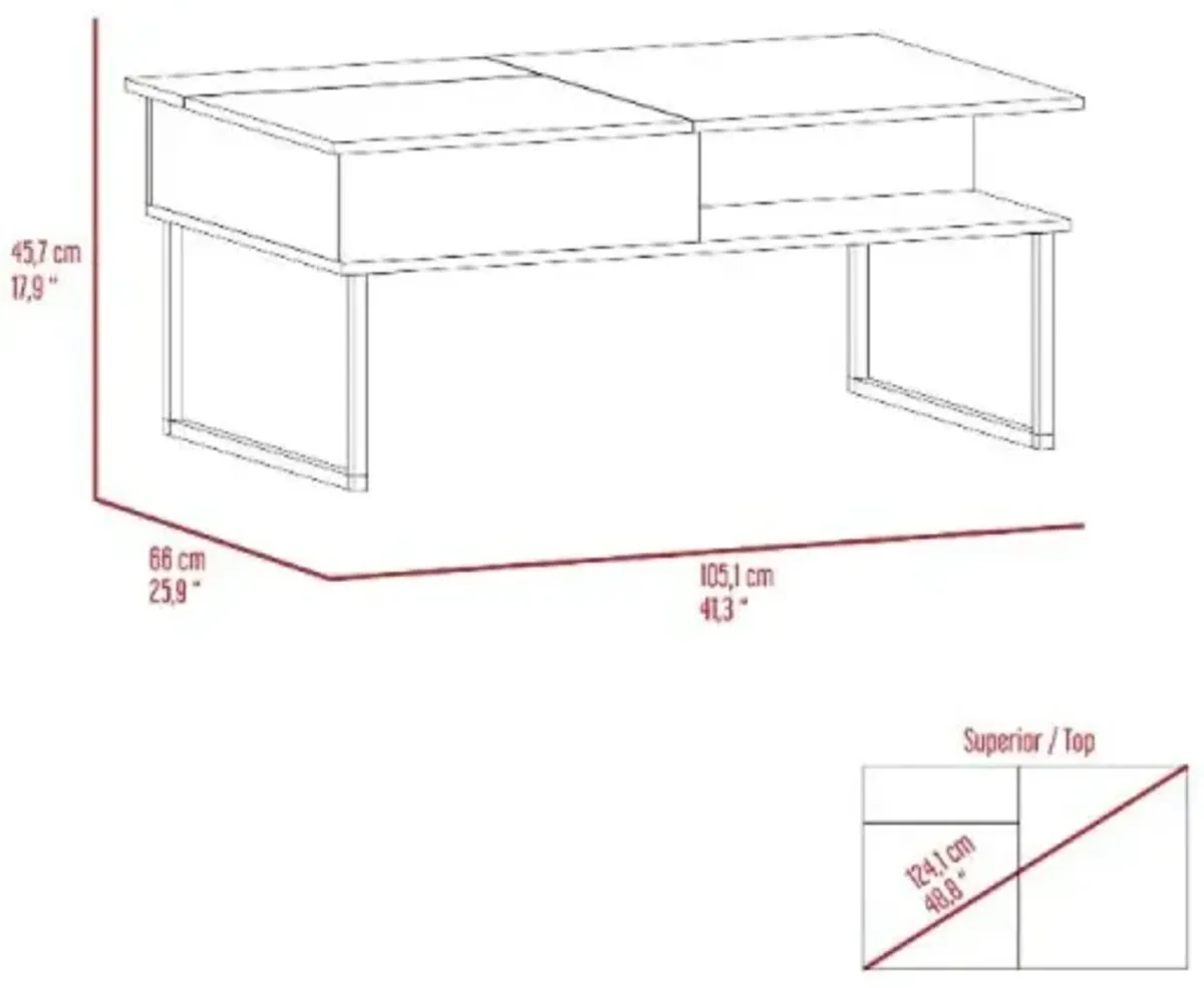 Lift Top Coffee Table Juvve, One Shelf, Carbon Espresso Onyx Finish