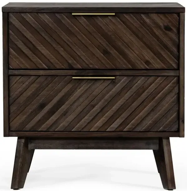 Elegant Chevron Nightstand with Two Pull-Out Drawers