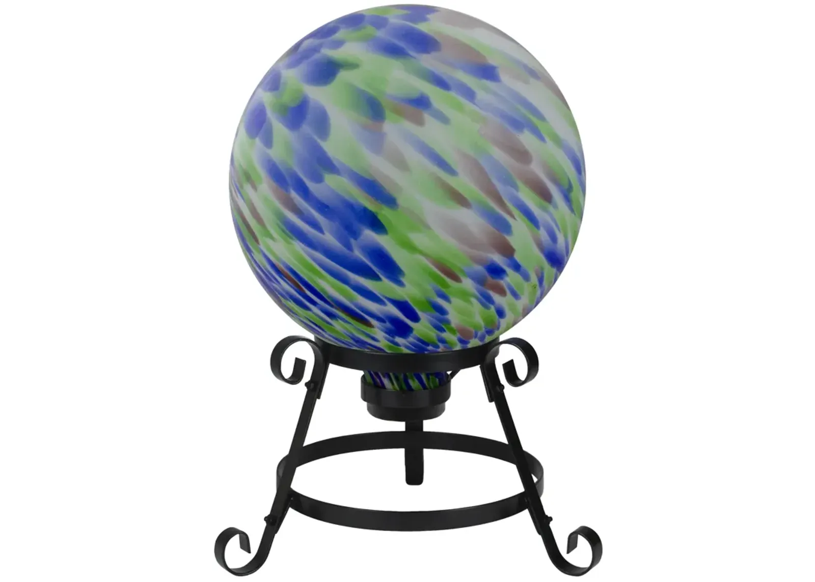 10” Blue and Green Brush Strokes Outdoor Glass Garden Gazing Ball