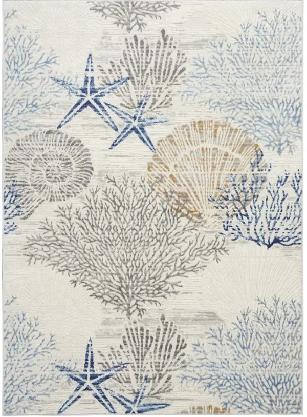 Seaside SDS04 Ivory/Gray/Blue 4' x 6' Rug