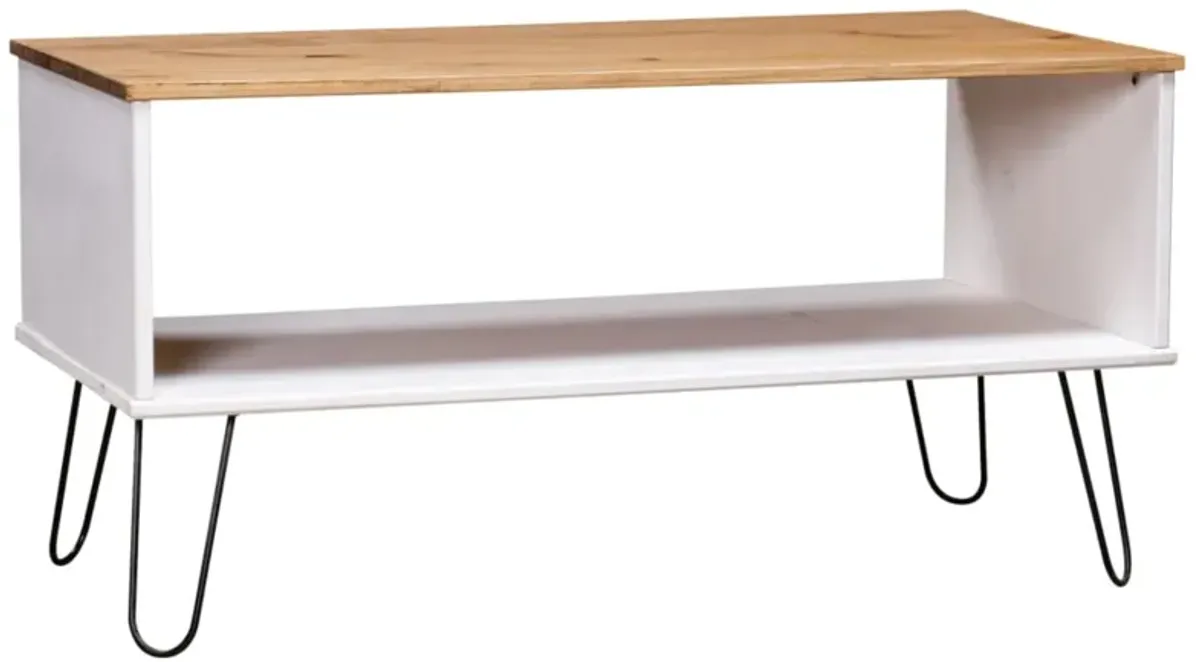 vidaXL Coffee Table New York White and Light Wood Solid Pine Wood